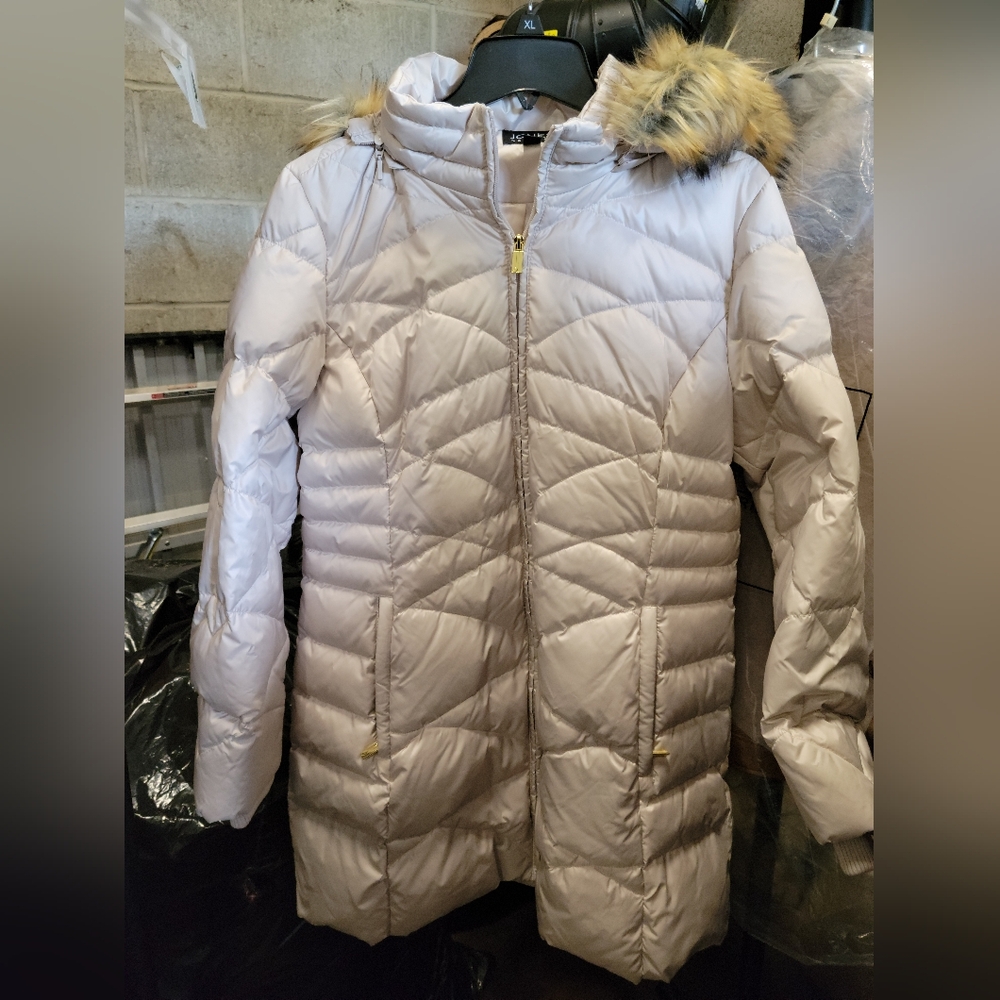 Jones New York Cream Quilted Puffer Jacket